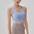 thumbnail image 4 of VISALY Racerback Sport Bra Workout Tank Tops Sleeveless Seamless Athletic Yoga Tops with Built In Bra High Support Sports Bra Comfortable Running Athletic Gym Yoga Basic Tank Tops Light Blue Xl, 4 of 9