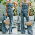 thumbnail image 2 of Lilgiuy Women Fashion Casual Solid Long Jumpsuit Pocket Women's Rompers Overalls Dark Blue (L) Winter Dresses for 2022, 2 of 5