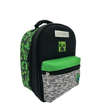 Minecraft Gamer Kids Insulated Reusable Lunch Bag with Mesh Water Bottle Pocket and Handle