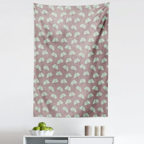 Botanical Tapestry, Ginkgo Leaves Pattern Retro Effect Garden Rural Field Flowers, Fabric Wall Hanging Decor for Bedroom Living Room Dorm, 5 Sizes, Mauve Taupe Mint Green, by Ambesonne