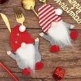 thumbnail image 4 of 1/3 piezas Bolsa de cubiertos de Navidad Dibujos animados Elfo Enano Papá Noel Cuchillo Tenedor Bolsillo de almacenamiento Vajilla para eventos de Año Nuevo de Navidad Adorno para el hogar, 4 of 5