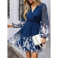 thumbnail image 5 of CUPSHE Women's Floral Print Chiffon A-Line Mini Dress Long Peasant Sleeves, Size M, 5 of 6