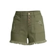 thumbnail image 6 of No Boundaries Juniors' Exposed Button Chop Pocket Mid-Rise Shorts, 6 of 6