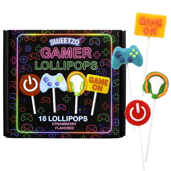 Gamer Lollipops, Video Game Party Favors, Birthday Candy, 18 Count, 7.62 Ounce Box