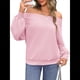 thumbnail image 2 of Sudadera Holgada Informal de Larga con Hombros Descubiertos para Mujer, Estilo Jersey de Otoño Rosa M, 2 of 8