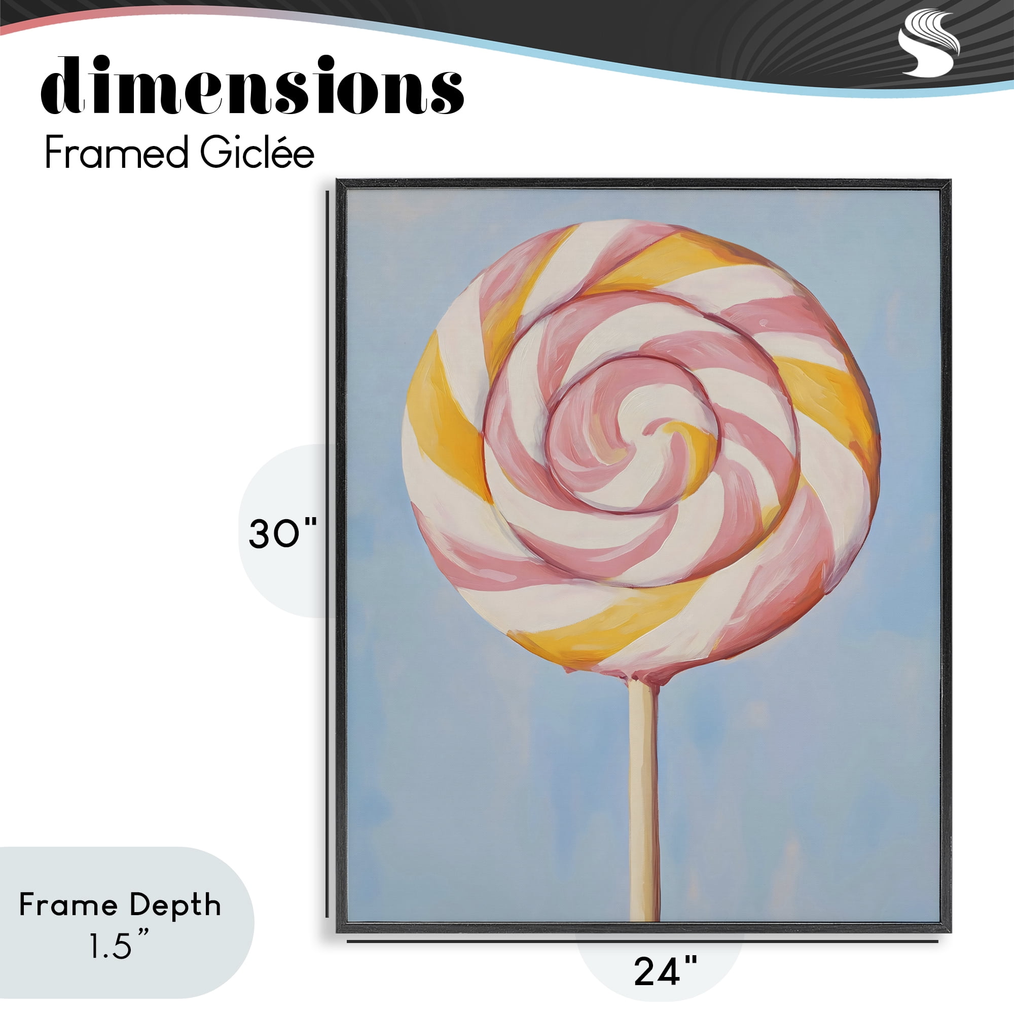 Stupell Industries Lollipop with Pink & Orange Swirl Black Framed Giclee Art, design by The Prints Vibe