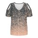 thumbnail image 4 of Puntoco Liquidación de blusas cortas para mujer, blusas estampadas para mujer, blusas de manga corta con escote en V y hombros descubiertos, blusas de moda, 4 of 5