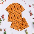 thumbnail image 5 of Halloween Pajamas Women 2-Piece Pajama Set Soft Pumpkin Short Sleeve Shirt and Shorts for Vacation Loungewear 01-Ginger XL, 5 of 5