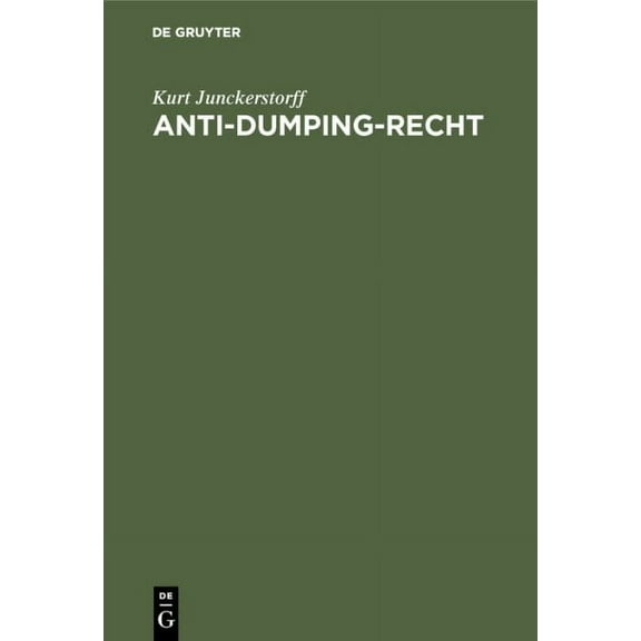 Anti-Dumping-Recht (Hardcover)