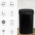 thumbnail image 2 of Touch Free 13 Gallon Stainless Steel Automatic Sensor Trash Can No Touch Garbage Can Kitchen Waste Bin High-Capacity Bathroom Trash Can with Lid for Home Bedroom Office,Powered by Battery,Black, 2 of 7