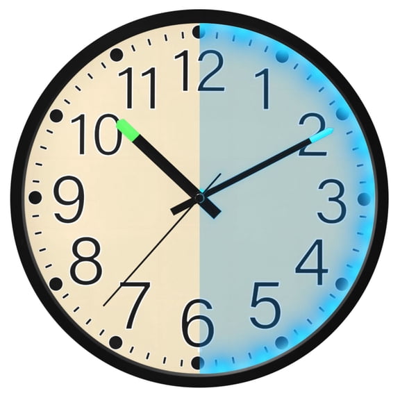 Ryvnso Beige 12 Inch Night Light Wall Clock Silent Battery Operated Luminous Clocks