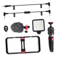 thumbnail image 2 of Riwcyla Smartphone Video Rig Kit Including Smartphone Cage with 3 Cold Shoe Mounts + Video + Microphone with Shock Mount Wind Screen + Desktop Tripod Stand + Remote Shutter for Vlog Video Recordi, 2 of 6
