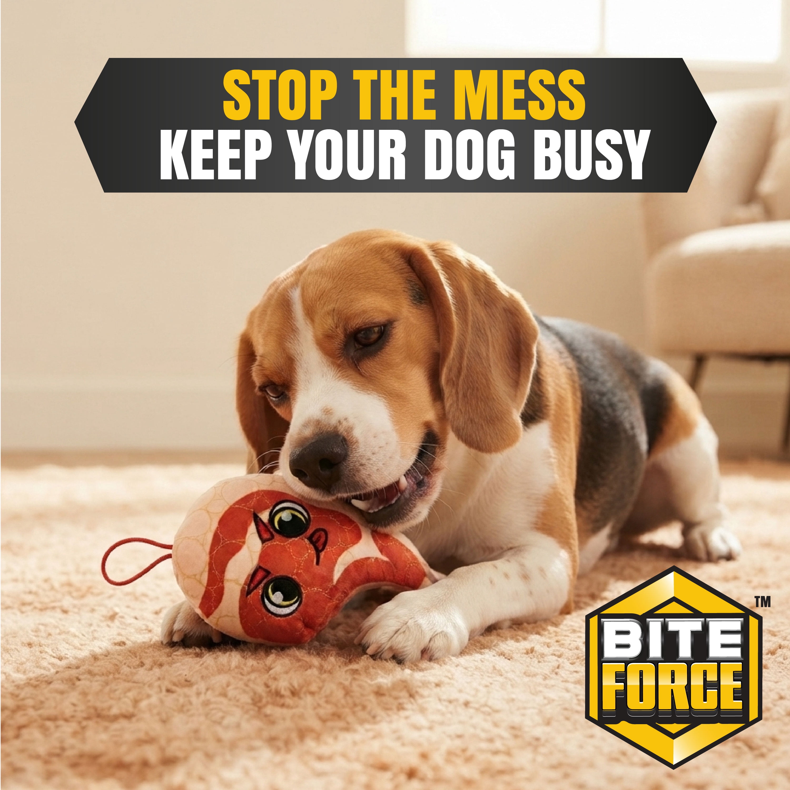 Bite Force Durable Steak Shaped Plush Dog Toy, Multi Layered and Reinforced Dog Toys for Aggressive Chewers