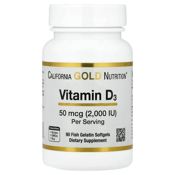 Vitamin D3, 50 mcg (2,000 IU), 90 Fish Gelatin Softgels, California Gold Nutrition