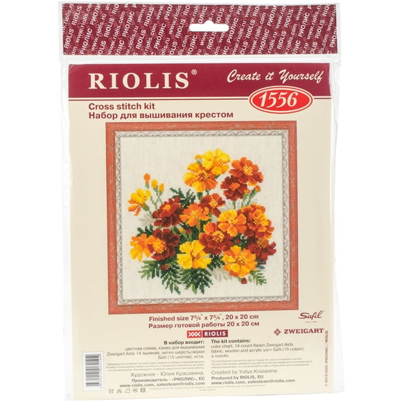Riolis Counted Cross Stitch Kit 7.75"X7.75"-Marigolds (14 Count)