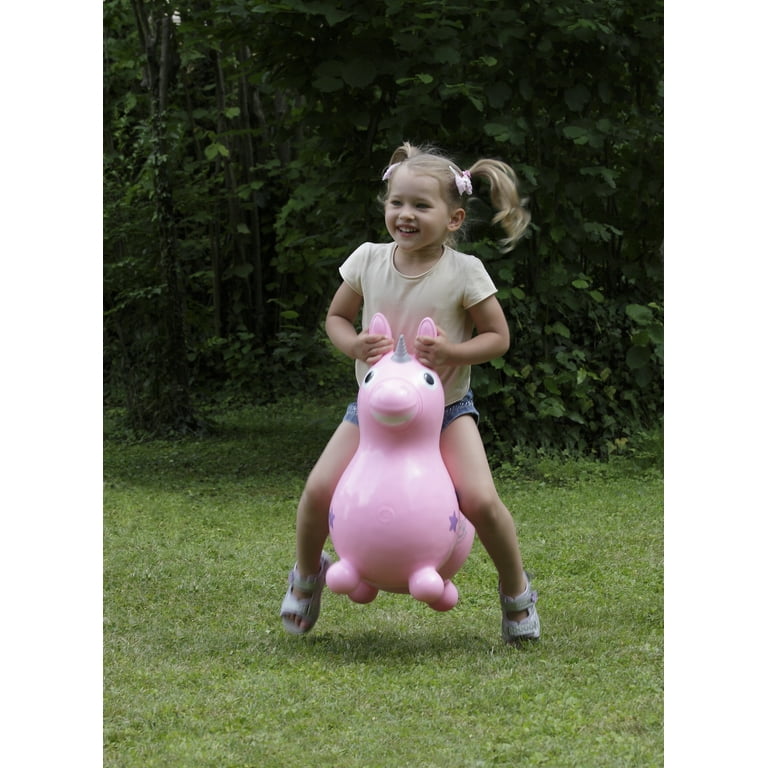 Gymnic Rody Magical Unicorn Inflatable Bounce Ride Light Pink