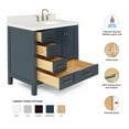 thumbnail image 3 of Ariel Cambridge 37 In. Right Offset Rectangle Sink Vanity With White Quartz Countertop In Midnight Blue, 3 of 10
