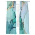 thumbnail image 7 of Teal Marble Sheer Curtains 96 Inch Length 2 Panels Set, Abstract Luxury Ink Painting Modern Voile Window Treatment Semi Sheer Long Curtains Drapes for Bedroom/Living Room/Kitchen 52"x96"x2, 7 of 7