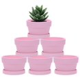 thumbnail image 1 of Uxcell 6-Pack de Macetas de Terracota Poco Profundas, Macetas Pequeñas de Cerámica de 4.3" con Plato y Agujeros de Drenaje [Rosa Claro], 1 of 7