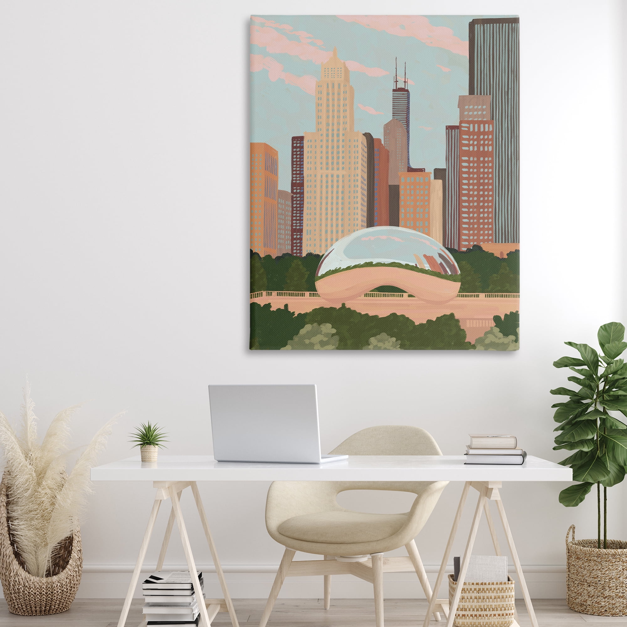 Stupell Industries Chicago Bean Cityscape Canvas Wall Art, design by Veronica Lara