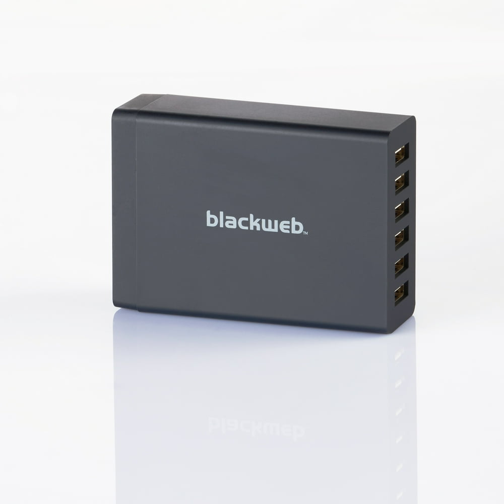 Blackweb Multiple Device 6Port USB Wall Charger Black 5V/12A Walmart