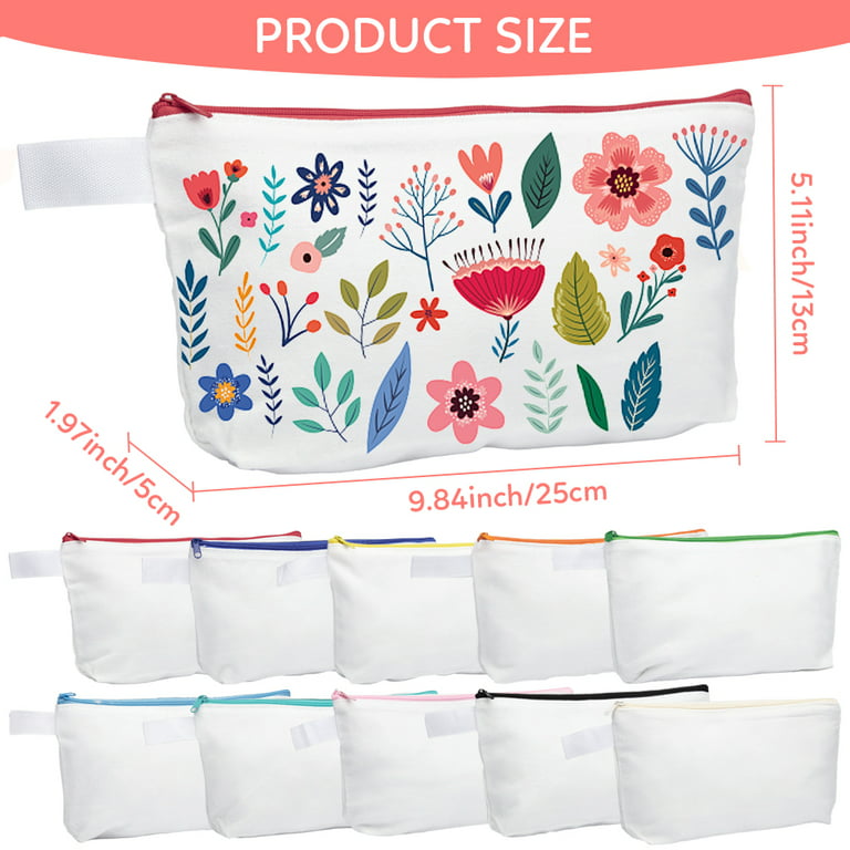 DSstyles 30 Pieces Canvas Makeup Bags Bulk Travel Cosmetic Bags  Multi-purpose Plain Blank Makeup Pouch with Zipper Travel Toiletry Bag  Organizer DIY for Women Girls Teens, Assorted Colors (25*13*5cm) 