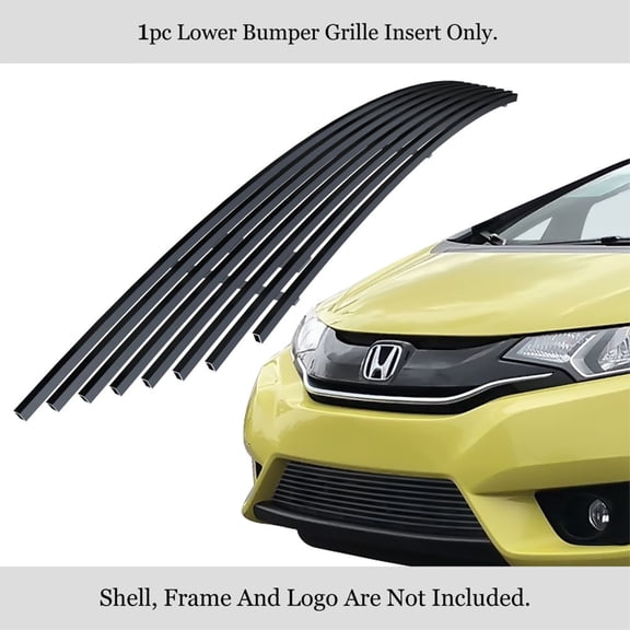 2015-2017 Honda Fit Stainless Steel Black Powder Coated Finish 8X6 Horizontal Billet Black Stainless Steel Billet Grille