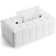 thumbnail image 1 of Funda rectangular de piel sintética de alta gama para caja de pañuelos, dispensador de cubos de pañuelos faciales, contenedor decorativo de cubierta de pañuelos (blanco), 1 of 5