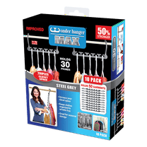 Wonder Hanger Max Closet Organizer, Holds 30 lbs, Gray, 10 Pack (50 Garments)