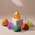 thumbnail image 2 of Xiao Hua Quemador de incienso de piedra cruda de cristal rosa natural, 2 piezas, base de quemador de incienso de piedra expandida de cristal natural pulido para base de quemador de incienso de Buda., 2 of 5