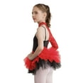 thumbnail image 2 of YEAHDOR Kids Girls Sequins Ballet Tutu Dress Ballerina Outfit Asymmetrical Sleeves Jazz Dance Costume Red 12, 2 of 7