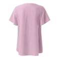 thumbnail image 4 of Baqcunre T Shirts For Women Spring And Summer Stylish Elegant V Collar Tops Pleated Sleeve Blouse For Women Womens Short Sleeve Tops Womens Tops Pink XXL, 4 of 4