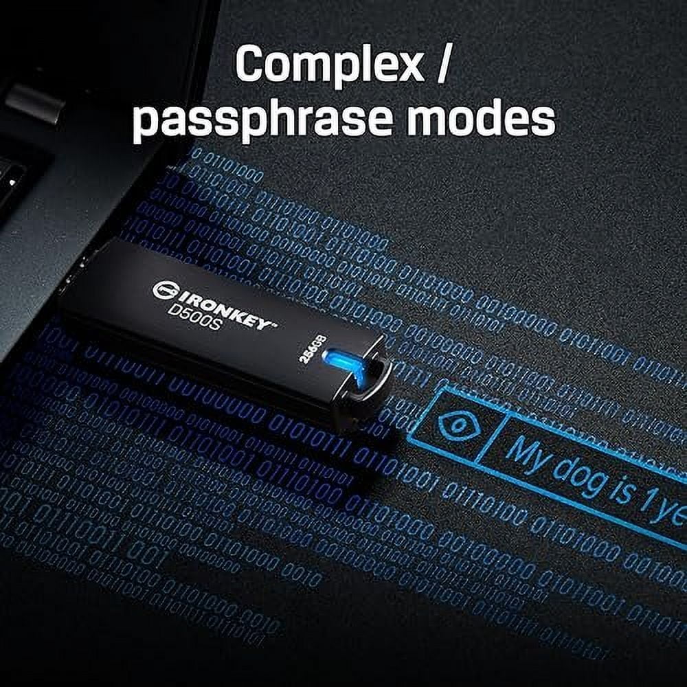 Kingston Ironkey D500S 32GB Encrypted Flash Drive | Dual Hidden Partition | FIPS 140-3 Level 3 | XTS-AES 256-bit | BadUSB and Brute Force Protection | Multi-Pin Option | IKD500S/32GB