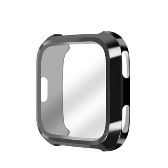BRIGHTFUFU Reloj Estuche protector TPU Silicona Carcasa de reloj Antiarañazos Accesorios deportivos Compatible con Fitbit Versa Negro