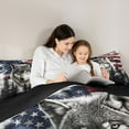 thumbnail image 5 of Homewish 3D Jungle Wolf Bedding Comforter Set, Retro American Flag Twin Comforter Sets, Western Countryside Reversible Bedding Set, Microfiber Bedroom Decor, 2-Piece, 5 of 8