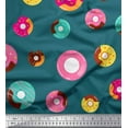 thumbnail image 1 of Soimoi Blue Poly Georgette Fabric Donuts Food Print Fabric by the Yard 52 Inch Wide, 1 of 5