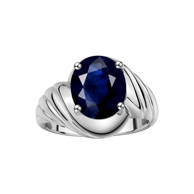 RYLOS Bagues pour Femmes Bague en Or Blanc 14K Style Classique de Designer Ovale 12X10MM Bague Solitaire en Pierre Précieuse Saphir de Septembre Bijoux pour Femmes Taille 9