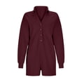 thumbnail image 4 of 2DXuixsh Combinaisons pour Femmes Col en V Manches Longues Combishort Mode Chandail-Over Taille Haute Rouge Taille P, 4 of 7