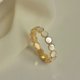 thumbnail image 2 of Elegante anillo chapado en oro con incrustaciones de perlas, anillo chapado en oro de 14 quilates, joyería de moda ligera para mujer, tamaño 6/7/8, ajuste cómodo, ideal para uso diario y ocasiones esp, 2 of 8