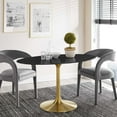 thumbnail image 2 of Modway Lippa 54" Oval Artificial Marble Dining Table in Gold Black, 2 of 8