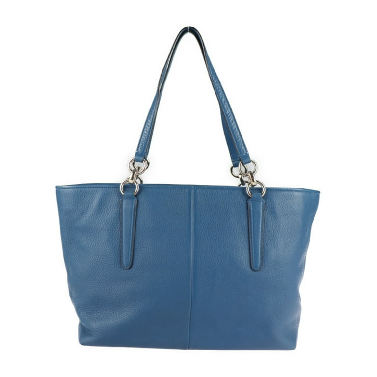 COACH Light Blue Pebble Leather Shoulder Bag