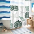 thumbnail image 5 of No Hook Shower Curtain, Sage Green Coastal Shower Curtains for Bathroom with See Through Top Window, Starfish Shell Coral Summer Beach Ocean Waterproof & Washable Bath Curtain Extra Long 72"x96", 5 of 9