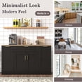 thumbnail image 4 of Multi-Functional Storage Sideboard with Adjustable Shelves, 3-Tier Pull-Out Rack, Kitchen Island Cabinet, Buffet Table for Dining Room, Black, 4 of 19