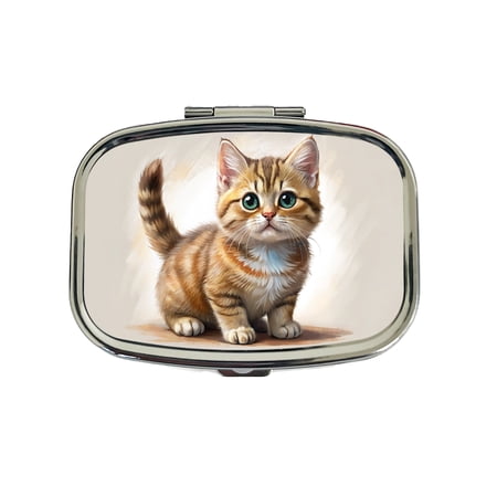 Munchkin Cat Illustration Small Travel Handbag Pill Box Case