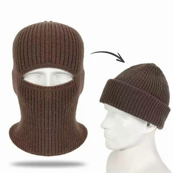 Thick Woolen Hat, Integrated Balaclava Design Combines Hat