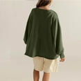 thumbnail image 4 of EchfiProm Green Women Sweatshirts V-Neck Pullover Loose Fanshion Solid Color Long Sleeve Oversized Sweatshirt, 4 of 5