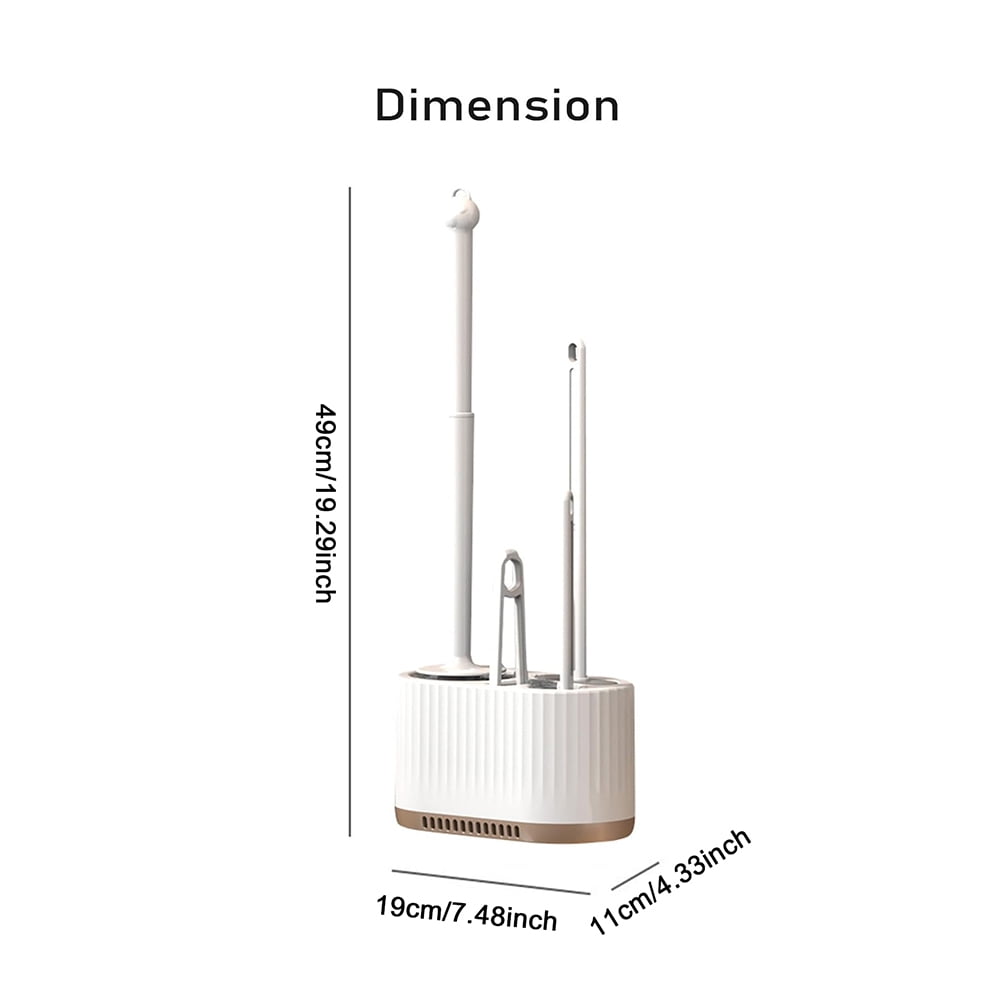 WSBArt 4Pcs Wall Mounted Toilet Cleaning Brush Set with Long Handle and No Dead Corner Design Includes Toilet Brush Drain Brush and Flat Head Scrubber for Effective Bathroom Household Cleaning
