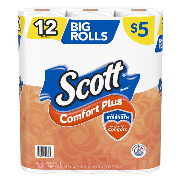 Scott Comfortplus Toilet Paper Bath Tissue 231 sheets per roll 12 double ro... 