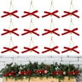 thumbnail image 2 of JeashCHAT 12 Pcs Christmas Velvet Bow Ornaments with Bell Pendant, Mini Twist Tie Bows for Gift Wrapping, Christmas Tree Wreath Garland Hanging Decorations, 2 of 8