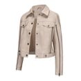 thumbnail image 2 of mihongmao Womens Coats Plus Size Clearance Women's Slim Leather Stand Collar Zip Motorcycle Suit Belt Coat Jacket Tops,Womens Tops Plus Size Beige S, 2 of 9